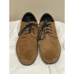 Steve Madden Hatrick Men's Sz 8.5 Tan Suede Oxford Shoes Navy Lace Up